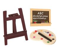 Miniature Dollhouse Accessories 3Pcs Natrual Wooden Dollhouse Miniatures Painting Tool Set DIY Miniature Wooden Easel Oil Painting Set for Doll House Decoration Mini Accessories