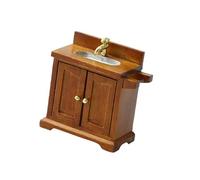 Miniature Dollhouse Bathroom Sink and Cabinet Set 1/16 Scale Realistic Home Decor