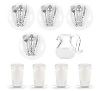 Miniature Dollhouse Breakfast Accessories, 21 Pcs 1:12 Dolls House Miniature Plates and Cutlery Set Knife and Fork Dollhouse Kitchen Accessories