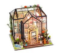 Miniature Dollhouse Construction Kit - 3D Mini Greenhouse Model Kit | Decorative Display for Bedroom Room Teenager Christmas Halloween Books Library Projects