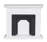 Miniature Dollhouse Fireplace, 1:12 Scale White Wooden Mantel with Black Brick Detailing, Realistic Dollhouse Furniture for Living Room, Pretend Play Toy, 10.2x3.1x8.8CM