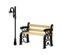 Miniature Dollhouse Furniture, Black Park Chair & Street Lamp Set, Ideal for Miniature Scene Photography Props, Miniature Dollhouse Furniture, Miniature Set
