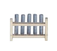 Miniature Dollhouse Furniture Lab Test Tubes with Wooden Rack, 1:12 Scale Doll House Accessories for Laboratory Scene, Pretend Play Toy Mini Houses Science Classroom Model for Kids and Collectors