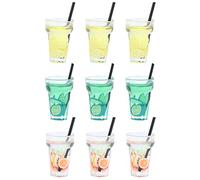 Miniature Dollhouse Juice Drink Cups Cute Realistic Indoor Decoration Resin Yellow Lemon Lime Mixed Fruit 9 Pack