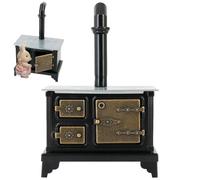 Miniature Dollhouse Kitchen Accessories Cast Iron Long Chimney Model Miniature Furniture Old Range Cooker Stove Dollhouse Kitchen Furniture and Accessories 9.9 * 5.8 * 14.9cm