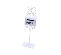 Miniature Dollhouse Mailbox European Iron Art Dollhouse Courtyard Accessory White 3.5 x2.5 x12.5 cm