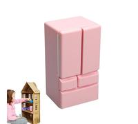 Miniature Dollhòuse Refrigerator - Realistic Double Door Fridge Toy | 1:12 Scale Kitchen Furniture ABS Material | Suitable for Kids Role Play, Birthday Christmas Easter Gift, Pink Blue Options