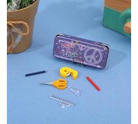 Miniature Dollhouse Set featuring Pencil Box, Ruler and Study Decor Toy, for Dollhouse Home Miniature Model DIY Decor Doll House Accessories Coloring House Play Set