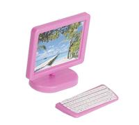 Miniature Dollhouse Three Piece Computer Set Pink for 12inch Fashion Doll