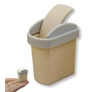 Miniature Dollhouse Trash Can with Flip Lid, 1:12 Scale, Mini Garbage Bin for Dollhouse Scenes, Desktop Decor (Beige)