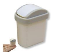 Miniature Dollhouse Trash Can with Flip Lid, 1:12 Scale, Mini Garbage Bin for Dollhouse Scenes, Desktop Decor (White)