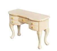Miniature Dollhouse Wooden Desk, 1:12 Scale Unfinished Writing Table with 4 Drawers, DIY Craft Furniture, Dollhouse Office Desk for Bedroom, Living Room, and Study Room