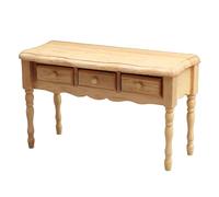 Miniature Dollhouse Wooden Desk, 1:12 Scale Writing Desk with 3 Drawers, Oak Color, for Dollhouses and Pretend Play Toy Furniture