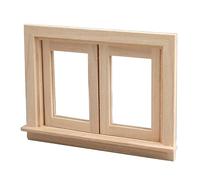 Miniature Dollhouse Wooden Window, 1:12 Scale Unfinished Two-Panel Window for DIY Craft, Doll House Accessories, Pretend Play Toy for Kids and Collectors