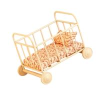 Miniature Dollhouses Bed Accessory 1/12 Scale, Realistic Crib Bassinet Model Baby Bed Miniature for Dollhousess