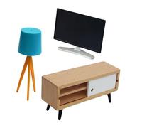 Miniature Dollhouses TVs And Cabinet Floor Lamp Set 1/6 1/12 With Simulation Designs For Craft Model Project Decoration Dollhouses Furniture Set