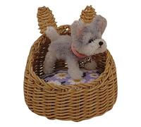 Miniature Dollhouses Woven Pet Bed Basket 1/12 Scale For Dollhouses Playset Dog Bed Punnet Rattan Punnet Decoration