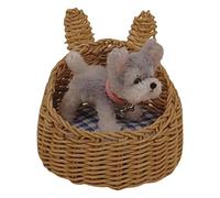 Miniature Dollhouses Woven Pet Bed Basket 1/12 Scale For Dollhouses Playset Dog Bed Punnet Rattan Punnet Decoration