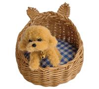 Miniature Dollhouses Woven Pet Bed Basket 1/12 Scale For Dollhouses Playset Dog Bed Punnet Rattan Punnet Decoration