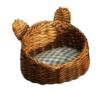 Miniature Dollhouses Woven Pet Bed Basket 1/12 Scale For Dollhouses Playset Dog Bed Punnet Rattan Punnet Dollhouses Decoration