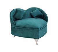 Miniature Dolls Accessories Dolls House Furniture for Pendant Necklace Love Heart Couch, Peacock Green