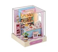 Miniature Dolls House Kits Mini Handmade House Model DIY Crafts Tiny Building Kits Decorations Wood Doll House Model for Birthday Gift Kids, Delicious Candy