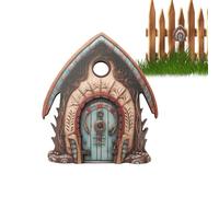 Miniature Door - 2D Fairy Garden Gnome Door, Cute Tree Decoration, Durable Resin Resin, Weather Resistant Accessory, Magic for Suitcase, Patio, Lawn or Backyard Landscape Design