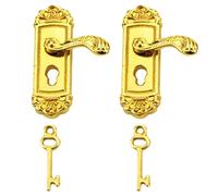 Miniature Door Handle Miniature Door Handle with Mini Key 2 Sets 1:12 Dollhouse Door Knocker Metal Miniature Door Knobs for Dollhouse Accessories Mini Furniture Accessories Golden