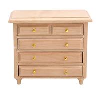 Miniature Drawers Wooden Display Cupboard, Dollhouse Cabinet for 1:12 Scale, Handmade Mini Chest of Drawers with Fine Craftsmanship, Non - Finish for Kids' Toy Furniture