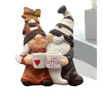 Miniature Dwarf Figurine, Valentine’s Coffee Gnome, 3.94x1.97x4.72 Inches Faceless Couple with Resin Build, Small Gnome Statue, Figurine with Cute Design, Home Decor for Desk and Shelf