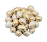 Miniature Easter Bird Eggs Artificial Speckled Craft Egg-s, Small Decorative Plastic Eggs for Home Garden Decor and Basket Fillers, White and Silvery Gold (golden 50pieces)