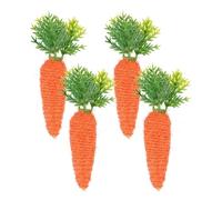 Miniature Easter Carrot Ornaments - 4 Pieces Faux Carrot Tray Decorations Woven Rope Design | Artificial Vegetable Basket Stuffers Simulated Çarrot Figurines | Spring Festival Party Nursery Dorm Apart
