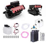 Miniature Engine Model that Works for Adults, FS-V800 1/10 Metal V8 Four-stroke Water-cooled Engine Model with Mechanical Supercharger, Ignition and Water-Cooling Kit