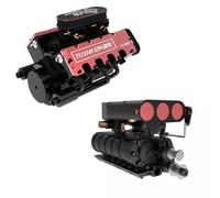 Miniature Engine Model that Works for Adults, TOYAN HOWIN FS-V800 1/10 Metal Eight-cylinder Four-stroke Water-cooled Nitro Engine Model with Mechanical Supercharger, Science Kit & Gift