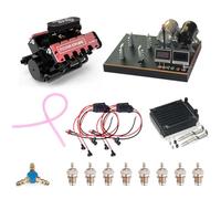 Miniature Engine Model that Works for Adults, TOYAN HOWIN FS-V800 1/10 Metal Eight-cylinder Four-stroke Water-cooled Engine Model with Startup Base Set, Science Kit & Gift