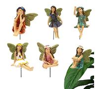 Miniature Fairies Figurines Accessories | 6 Fairy Miniature Figurines | Flower Fairies Garden Figurines | Flower Fairy Pixies Statue For Yard Patio Plant Pot Flower Bed Decorations
