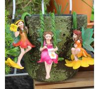 Miniature Fairies for Fairy Garden Accessories, Decoration Resin Garden Figures for Outdoors, at Home, as a Flower Pot or on the Patio (3Pcs)