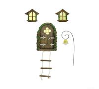 Miniature Fairy Door and Window Set Resin Garden Decor | Transforms gardens instantly, for whimsical design, delights kids and adults, for durable resin build, easy to place