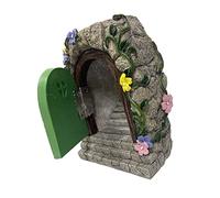 Miniature Fairy Door Resin Garden Gnome Door with Solar Powered Lights for Micro Landscape