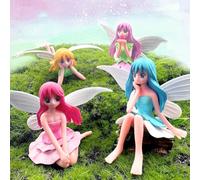 Miniature Fairy Figurines - 4Pcs Small Flower Fairies Ornaments Resin Mini Fairy Figurines Tiny Elf for DIY Fairy Garden Flower Pot Bonsai Micro Landscapes Craft Decoration Accessories (purple)