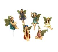 Miniature Fairy Figurines 6 Pieces Lawn Fairy Resin Figures | Mini Figurines Planter Decor for Yard Lawn Backyard Courtyard Balcony Flower Bed Planter Home Outdoor