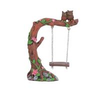 Miniature Fairy Garden Swing, Flower Tree Swing Figurine, Swing Model for Micro Landscape Courtyard Garden Outdoor Display Decor, Dollhouse Decorative Mini Furniture (Owl Decor)