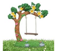 Miniature Fairy Garden Swing - Miniature Fairy Garden Flower Tree Swing Resin Sculptures - Compact Outdoor Statues for Table Patio Yard Backyard Farm Pathway Lawn Driveway