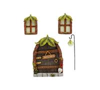 Miniature Fairy Gnome Home Window and Door for Trees Decoration Garden Decorations Window&Light Can Glow in Dark