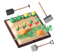 Miniature Farm Tool & Vegetable Set, 1:12 Scale Resin Mini Allotment Plants, Realistic Micro Landscape Figurines for Fairy Garden, Diorama, DIY Craft & Dollhouse Decor