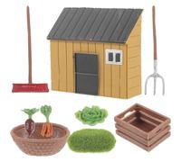 Miniature Farmhouse with Farm Tools and Vegetables Realistic Mini House Decor for Desktop Educational Garden Ornament for Play and Home Office Display