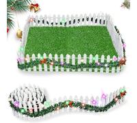 Miniature Fence - 35 Inch Wooden Mini Fairy Garden Barrier | LED Fairy Garden Fences, for Kids Adults Party Christmas Tree Mini House Holiday Home Decor Miniature Village Landscape
