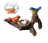 Miniature Figures Pot Hugger - Resin Bird Statues, Decorations for Outdoor Plants | Colorful Birds with Nest Ornament, Garden Pots Garden Landscape Accessories, 7.1x2.5x5.5c