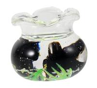 Miniature Fish Bowl Realistic Tiny Resin Figurines for Dollhouse Decor Easy Setup Mini Fish Tank Accessories for Fairy Garden Photography Prop