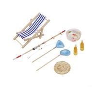 Miniature Fishing Rod Decoration Set Includes 8 Items for Dollhouse Beach Garden Cake and Miniature Scene Building Projects
